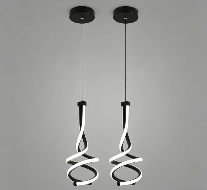 EIDISUNY 2 Pack Modern Pendant Light, Spiral LED Pendant Light Fixture, 4500K...