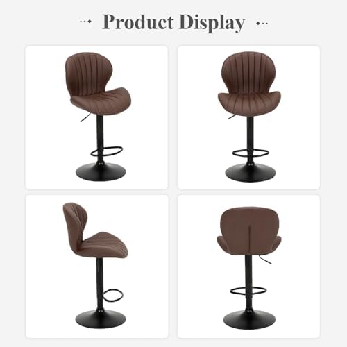 COLAMY Bar Stools Set of 4, Modern Swivel Bar Chairs, Adjustable Faux Leather...