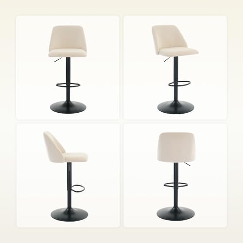 COLAMY Bar Stools Set of 3, Modern Swivel Bar Chairs, Adjustable Upholstered ...