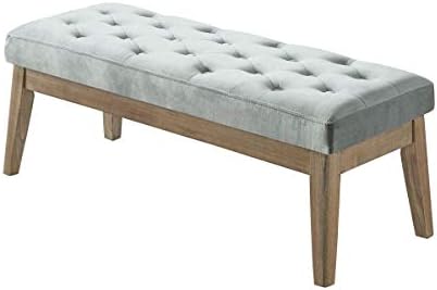24KF Velvet Upholstered Buttons Tufted Entryway Bench with Solid Wood Leg,Bed...