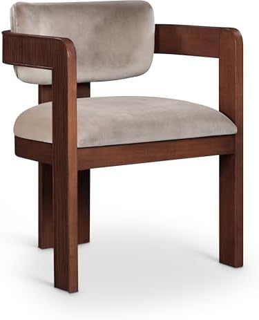 Meridian Furniture Sacha Velvet/Rubberwood Dining Chair, Taupe, Set of 2