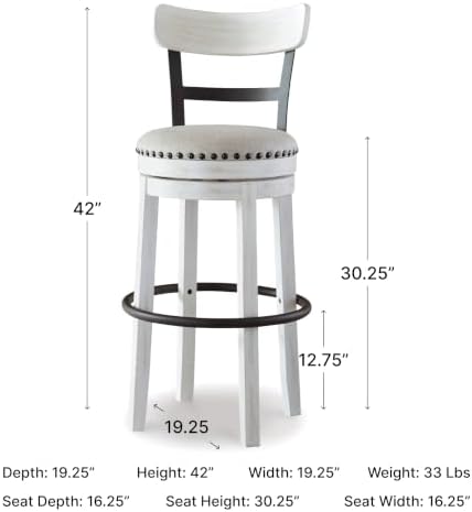 Signature Design by Ashley Valebeck 1-Piece Swivel Barstool, 30 In