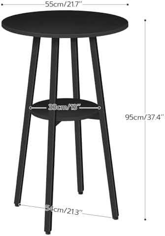 HOOBRO Bar Table, Round Pub Table, 2-Tier Bistro Table with Storage, 37.4&quo...