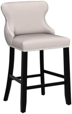 Bar Chairs Set of 2, Velvet Upholstered Bar Stools with Button Tufted Back De...
