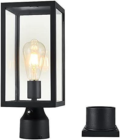 Windben Large Dusk to Dawn Outdoor Post Light, 14.7in, Matte Black