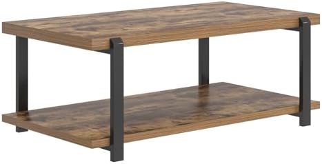FOLUBAN Modern Coffee Table, Rustic Wood Center Table with Storage for Living...