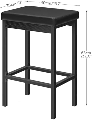 HOOBRO Bar Stools, Set of 2 Bar Chairs, 24.8-Inch Height Stools, Breakfast Ba...