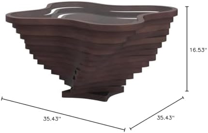Papella Design Modern Coffee Table – Natural Walnut Veneer, Tempered Glass To...