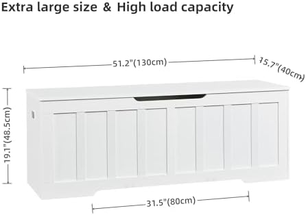 VANKILEY 51.2" Storage Chest Extra Large,Wooden Storage Bench,White