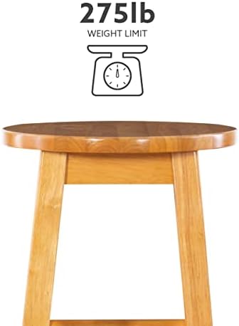 Linon Natural Barstool with Round Seat, 24-Inch
