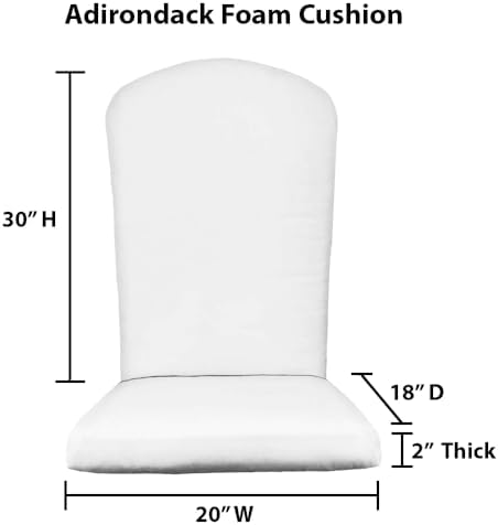 RSH DECOR: Foam Adirondack Chair Cushion | 48” x 20” x 2” | All-Weather Spun ...