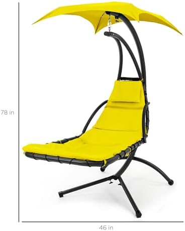 Best Choice Products Outdoor Hanging Curved Steel Chaise Lounge Chair Swing w...