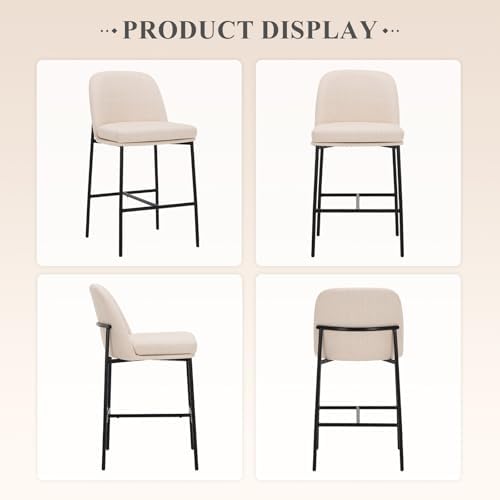 COLAMY Counter Height Bar Stools Set of 4, 25 Inch Modern Fabric Kitchen Isla...