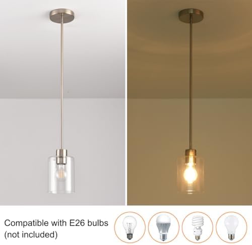 Brushed Nickel Pendant Lights,Modern Farmhouse Pendant Light,Light Fixture Ki...