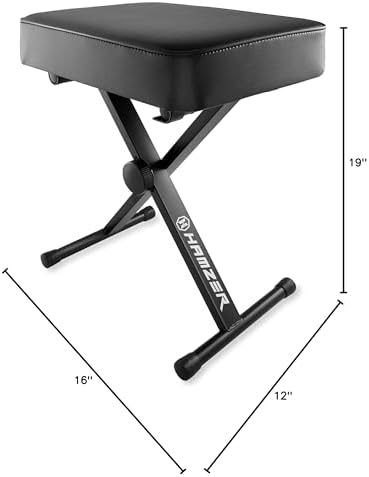Hamzer Adjustable Padded Keyboard Bench, Heavy-Duty Foldable and Portable X-S...