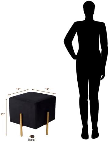 Kirpi Cream Velvet Foot Stool Set of 2, Modern Vanity Ottoman Stools with Gol...