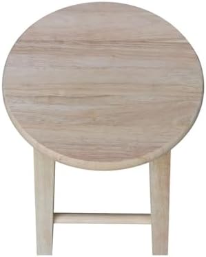 IC International Concepts Solid Wood Round Top Stool, 18" Seat, Unfinished