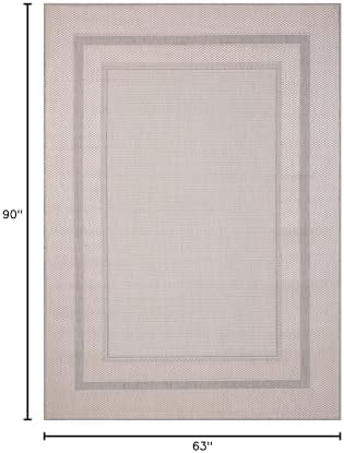 Modern Bordered Indoor Outdoor Area Rug Weather Resistant Outdoor Carpet for ...