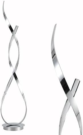 Chrome Spiral Floor Lamp, 54.3inch Tall LED Modern Standing Floor Lamp with R...