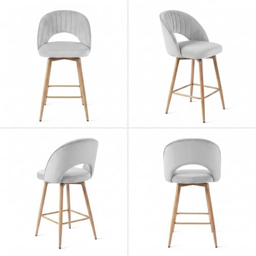 Swivel Bar Stools Set of 3, Counter Height Barstools for Kitchen Island, 26&q...