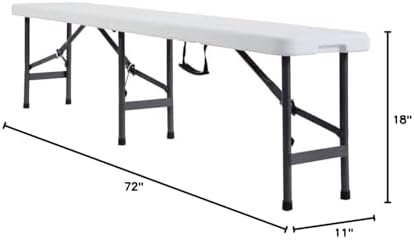 VINGLI 6 feet Plastic Folding Bench,Portable in/Outdoor Picnic Party Camping ...