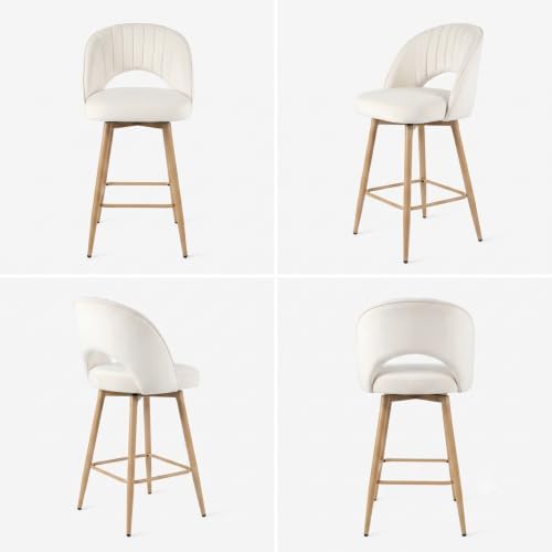 Swivel Bar Stools Set of 3, Counter Height Barstools for Kitchen Island, 26&q...