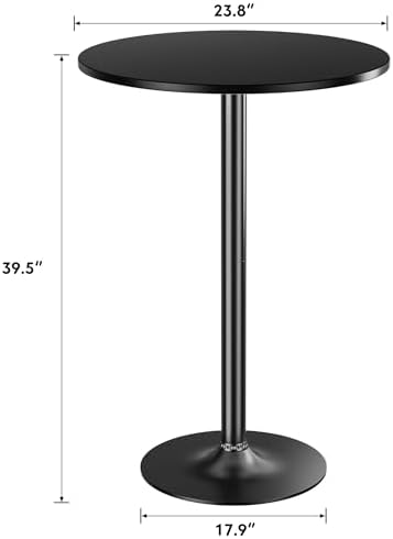 Shahoo Round Bar Table, Cocktail Table with Metal Base & MDF Top, Counter...