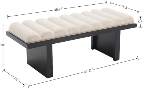 Ya-Home Modern Bedroom Bench, 47 Inch Upholstered End of Bed Bench Padded Ent...