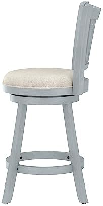 Hillsdale Fairfox 24.5" Wood Swivel Counter Height Stool, Blue Wire Brush
