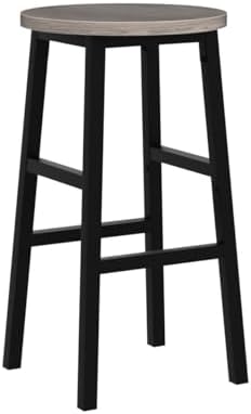 MAHANCRIS Bar Stools, Set of 2 Round Bar Chairs with Footrest, 24.4 Inch Kitc...