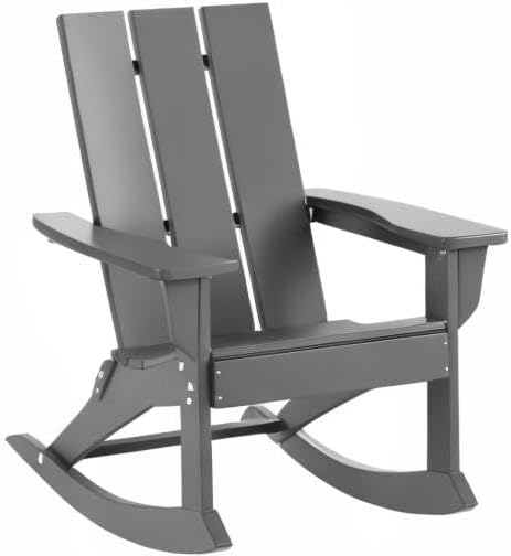 HDPE Shoreside Modern Rocking Poly Adirondack Chair (Set of 2),Gray