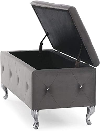 AC Pacific Glam 38 Inches Storage Ottoman Bench for Entryway, Hallway, Living...