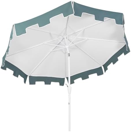 JONATHAN Y Baiona 9 ft. Outdoor Market Patio Umbrella, White/Green
