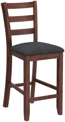 COSTWAY Set of 2 Counter Height Bar Stools with Solid Rubber Wood Frame