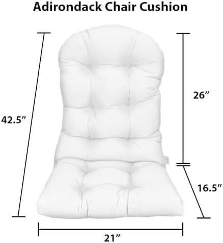 RSH DECOR: Tufted Adirondack Chair Cushion | 42.5” x 21” | All-Weather Spun F...