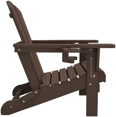 SERWALL Outdoor Adirondack Chair Set of 4 with Cup Holders,Foldable,Coffee