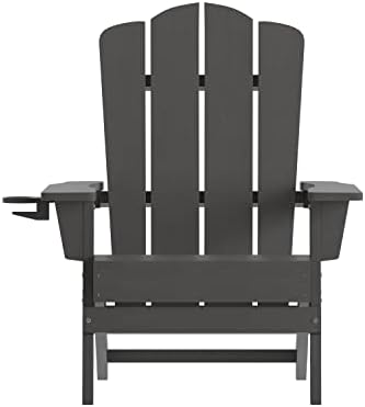 Flash Furniture Newport Adirondack Chair with Cup Holder, Weather Resistant P...