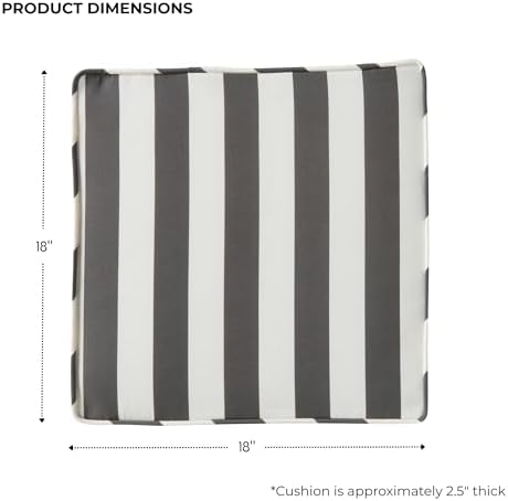Outdoor 18 inch Square Patio Dining Chair Pads – Comfortable Fiber-Filled Sea...