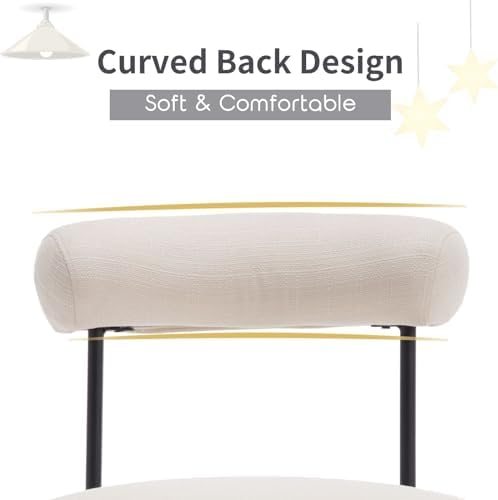 ROCITY Beige Modern Bar Stools Set of 2 Linen Upholstered Counter Stools with...