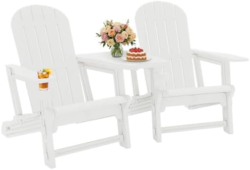 JY QAQA Outdoor Adirondack Chair Set of 2, All-Weather HDPE Patio Furniture w...