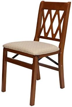 Stakmore Lattice Back Wooden Folding Chairs with Padded Seats, Set of 2 - No ...