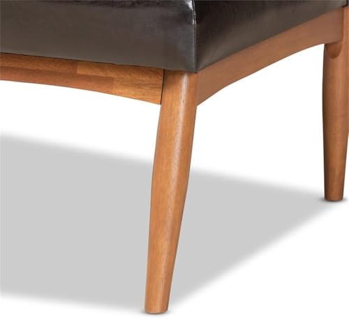 Baxton Studio Daymond Mid-Century Modern Dark Brown Faux Leather Upholstered ...