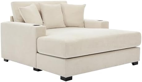 Modern 55" Indoor Oversized Chaise Lounger Cream/55