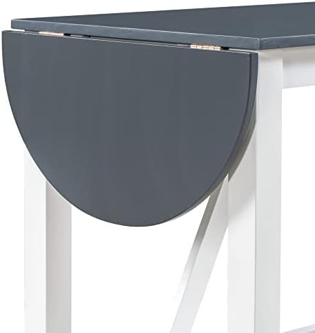 Farmhouse 3-Piece Counter Height Dining Table Set, Half-Round Drop Leaf Dinin...