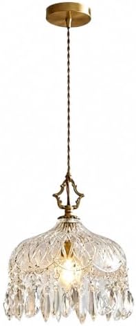 LIGHTLAND Vintage Small Crystal Glass Chandelier, 7.9 Inch Diameter