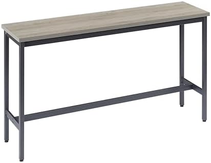 Long Bar Table Set with 3 PU Upholstered Bar Stools, Industrial Bar Table and...