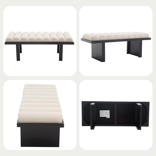 Ya-Home Modern Bedroom Bench, 47 Inch Upholstered End of Bed Bench Padded Ent...