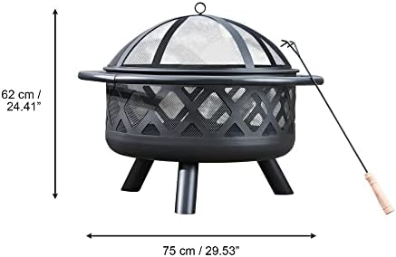Teamson Home Large 76cm Garden Round Wood Burning Fire Pit, Outdoor Furniture...
