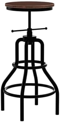 LOKKHAN Vintage Industrial Bar Stool-Rustic Swivel Barstools-Round Wood Metal...