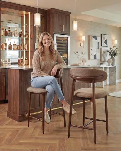 Bar Stools Set of 3, 25.6″ Counter Height Bar Stools with Wood Legs